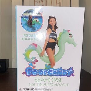 PoolCandy Seahorse Ride-On Inflatable Green Super Noodle Pool Floaty NWT
